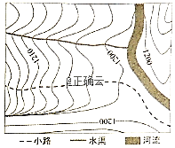 等高线图可以反映一个地方的地貌特征.下图为某地区等高线(单位:m)图.